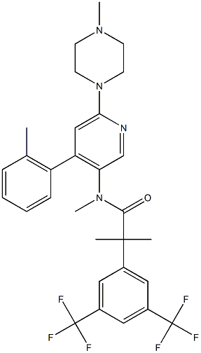 2-[3,5-bis(triflorometil)fenil]-N,2-dimetil-N-[4-(2-metilfenil)-6-(4-metilpiperazin-1-il)piridin-3-il]propanamid