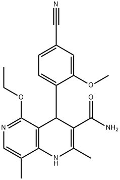 4-(4-Siyano-2-metoksifenil)-5-etoksi-2,8-dimetil-1,4-dihidro-1,6-naftiridin-3-karboksamid