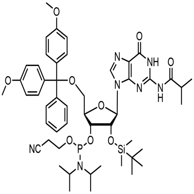 5'-O-(4,4-Dimetoksitritil)-2'-O-[(tert-butil)dimetilsilil]-N-izobutirilguanozin-3'-(2-siyanoetil-N,N-diizopropil)fosforamidit