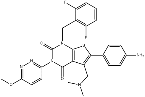 6-(4-aminofenil)-1-(2,6-diflorobenzil)-5-((dimetilamino)metil)-3-(6-metoksipiridazin-3-il)tieno[2,3-d]pirimidin-2, 4(1H,3H)-dion