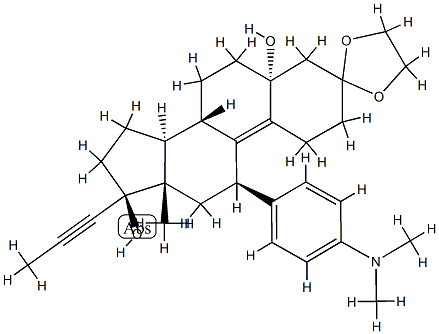 Estr-9-en-3-on, 11-[4-(dimetilamino)fenil]-5,17-dihidroksi-17-(1-propinil)-, siklik 1,2-etandiil asetal, (5a,11b,17b )-